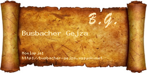 Busbacher Gejza névjegykártya